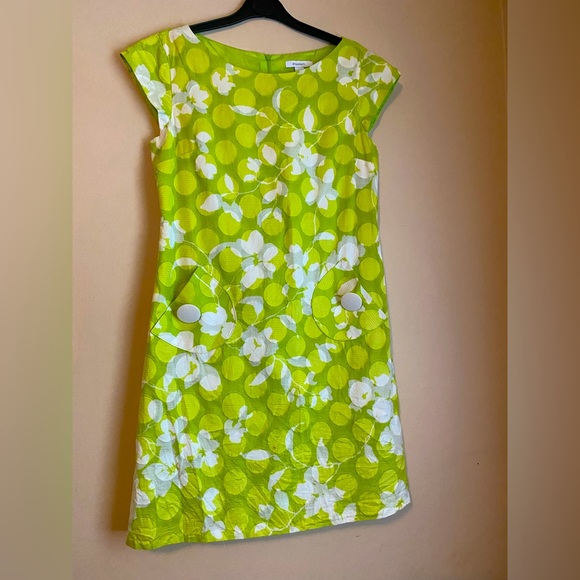 Dress Barn Dresses & Skirts - Groovy Lime Green Retro-esque Cap Sleeve Midi Dress *NWOT*